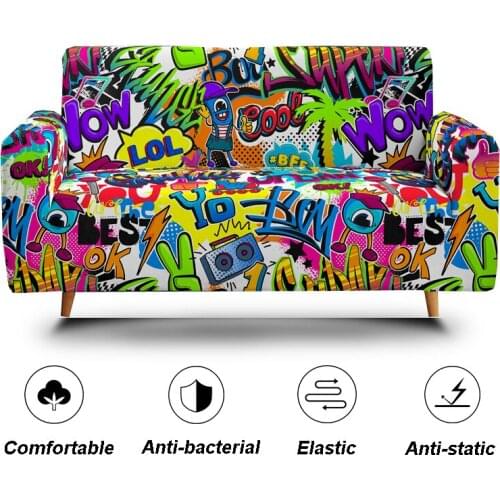 3D Cartoon Stretch Elastic Washable Sectional Sofa Cover Set All Inclusive Non-slip Spandex Corner Armrest Cover for Living Room