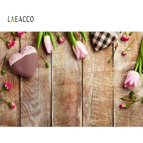 Laeacco Wooden Board Photophone Flowers Heart Plank Baby Portrait Photography Backgrounds Photographic Backdrop For Photo Studio