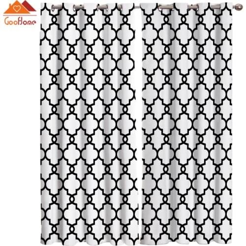 Classic Moroccan Geometric Checks White Window Curtains Living Room Outdoor Fabric Drapes Curtain Home Decor