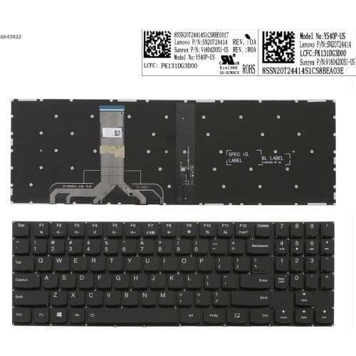 US QWERTY New for Lenovo Legion Y540-15IRH Y545 Y545-PG0 Laptop Replacement Keyboard White backlit