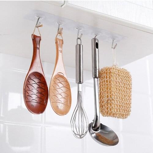 Adhesive Hooks, Reusable Utility Hooks Heavy Duty 13LB Wall Hooks Transparent Seamless Hooks Waterproof and Oil Proof for Kitc