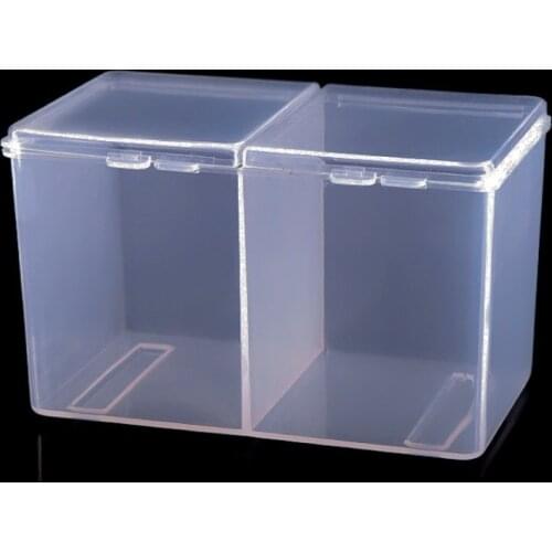 1pcs Cotton Swab Holder Box Storage Container Nail Polish Gel Glitter Storage Box 2-Compartments Clear Manicure Container Tool