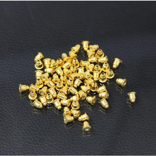 Metallic Thick Silver Golden Bullet Head Earnuts Stud Earrings Jewelry Findings & Components for Women & Children 100pcs/bag