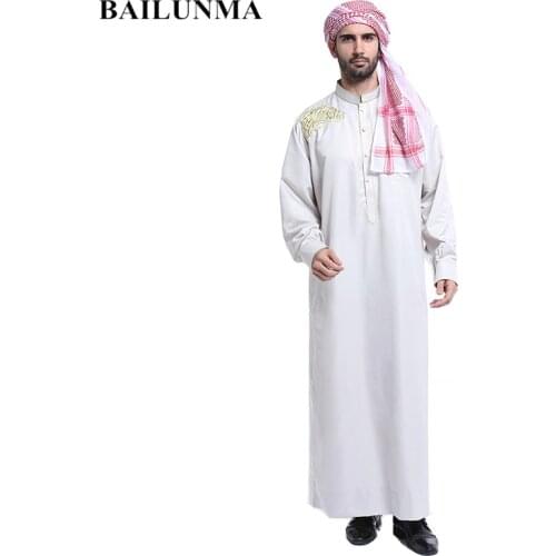 Fashion white Mens thobe arabic man dress islamic men saudi clothing BTH804