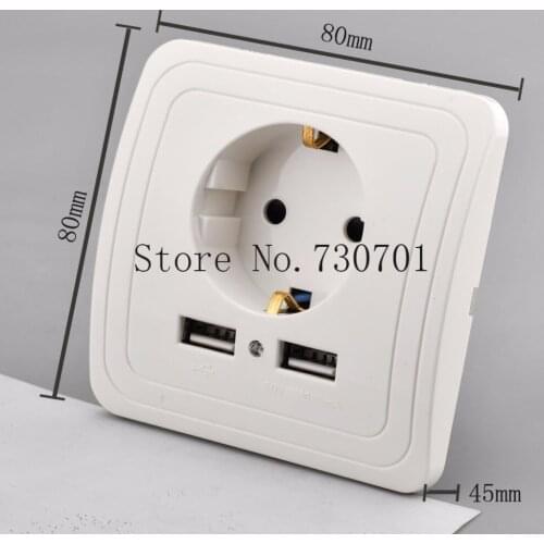 2019 Crystal Glass Panel Dual USB Charging Port 2.1A Wall Charger Adapter 16A EU for Home / Hotel / business Officer