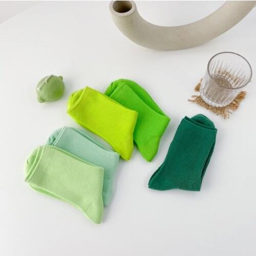 2021 New Thin Rainbow Double Needle Socks Female Summer Solid Color Morandi Color In Tube Sock Fashionable And Comfortable Socks