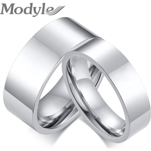 Modyle 2020 New Fashion Simple Silver Color Stainless Steel Weeding Ring for Woman Man Engagement Jewelry Wholesale