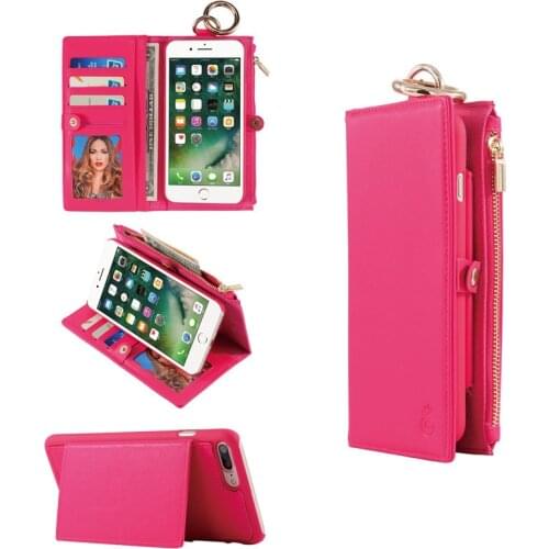 New Detachable Zipper Leather Wallet Case With card holder Phone Bag for iphone7/plus 6 6s plus Flip wallet purse Ring Buckle