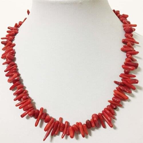 Natural Irregular Coral Stone Necklace Branch Plantlet Freeform Jewelry Vintage Seedlings Classic Beaded Chain Strand Gift