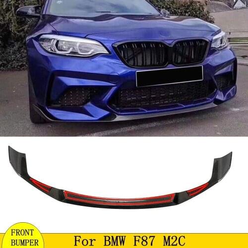 For M2C F87 Carbon Fiber Front Lip Diffuser for BMW 2 Series Bumper Lips Splitter 2016 2017 2018 + Car Styling Auto Parts M2