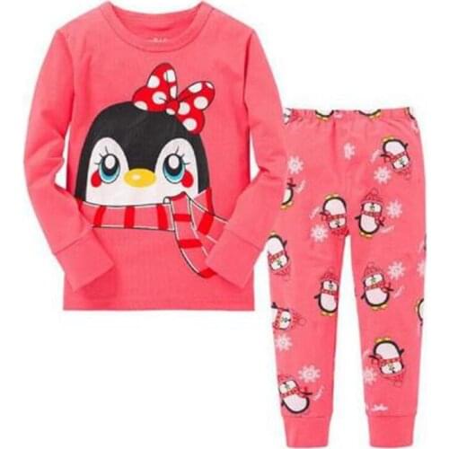 New Children Christmas Clothes Underwear Kids Pijamas Boys Girls Penguin Pajamas Sets Baby Full Sleeve Sleepwear Nightwear