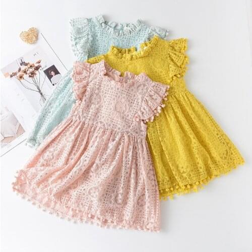 Baby Girls Dresses Tassel Hollow Out Design Princess Vestidos For Toddler Girl Children Pure Color Sleeveless Party Costumes