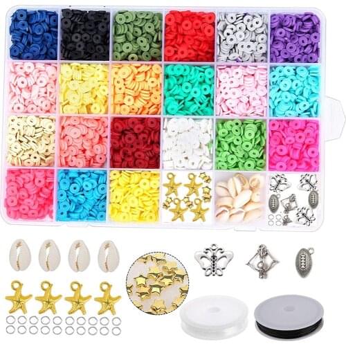 4302pcs Polymer Clay Beads Flat Round Clay Disk Beads Loose Spacer Letter Beads Jewelry DIY Making Necklace Bracelet Finding