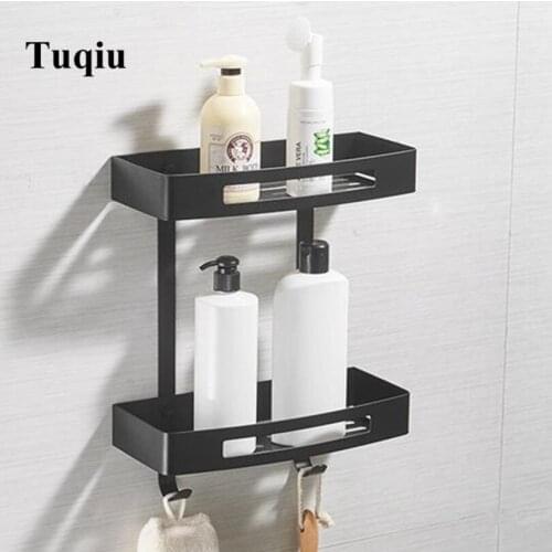 No need drill or wall mounted real 304 SS material double level Bathroom Accessories shelves,corner basket