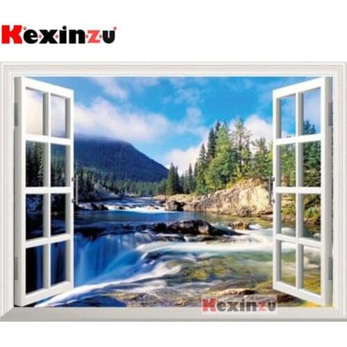 Full DIY Square Round Diamond Painting Cross Stitch Kit-Scenery outside the window-3d Embroidery Mosaic Resin Home Decor K454