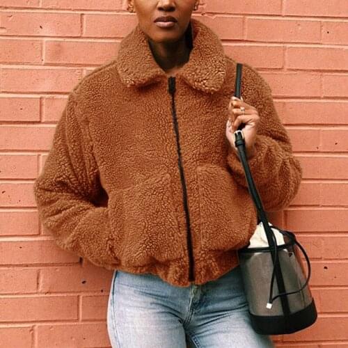 RoRoDox Plus Size Faux Fur Coat Women Autumn Winter Warm Soft Zipper Fur Jacket Female Plush Pocket Casual Teddy Outwear