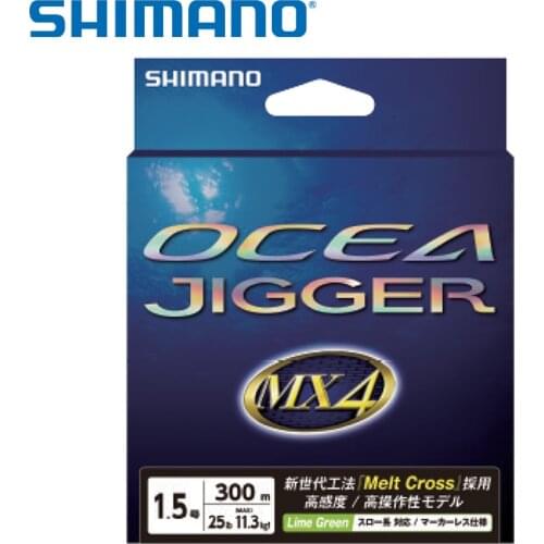 SHIMANO OCEA JIGGER MX4 PE 4 BRAID Stands Briad Green Colors 300m 600m 16LB-60LB Max Drag Made In Japan Fishing Line