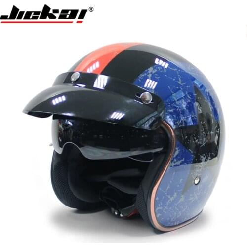 Jiekai Motorcycle Helmet 3/4 Open Face Vintage Casco Moto Jet Scooter Bike Helmet Retro DOT approved Casque Motociclismo