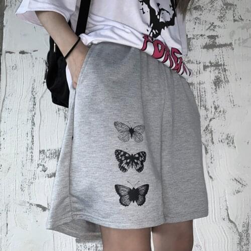Women Summer print Shorts Harajuku Simple Ins Trendy All-match Students Chic skinny Solid Wide-leg Knee-length plus size Casual