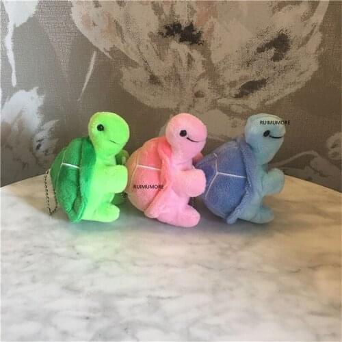 Mix Colors , 7-8CM Approx. Tortoise Plush TOY , Girls Small Keychain Plush Animal Gift Doll