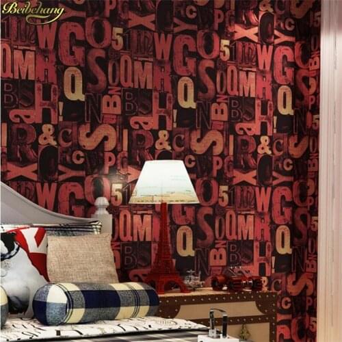 Beibehang Vintage retro old wallpaper English alphabet personalized wall paper Bar cafe studio background papel de parede 3D