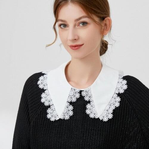 New Women White Fake Collar Blouse Tops Female Vintage Solid Detachable Shirt Big Lapel Blouse Top False Collar Decorative