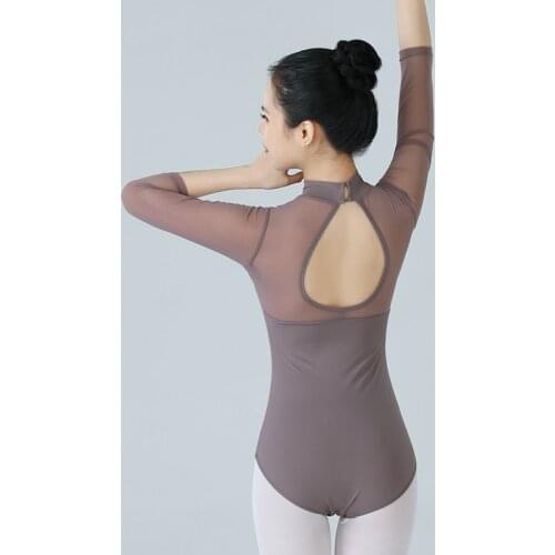 Women Ballet Leotards Mesh Gymnastics Top Half sleeve Ballerina Costume Adulto Splice Adult Dance Training Daily Wear