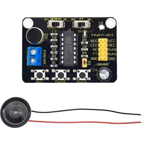 Keyestuio ISD1820 Voice Recording Recorder Module With 8Ω 0.5W Mic Sound Audio Loudspeaker