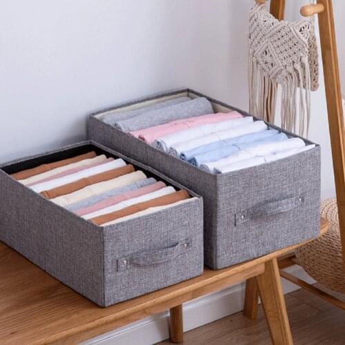 1pc Large Capacity Clothes Storage Organizer Foldable Cotton and Linen Storage Box Wardrobe Drawer Underwear Clothing Organizer