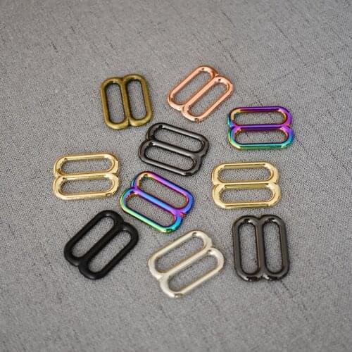 100 Pcs/Pack 20mm Metal Rectangle Adjust Tri-Glide Pin Buckle Slider Loop DIY Shoulder Leather Bag Strap Belt Web