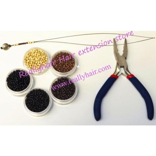 5000pcs Silicone Nano rings+1pcs two hole plier+1 pcs NanoRings hook needle for NanoRings hair extension tool kits