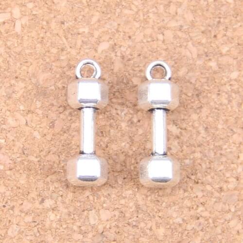 54pcs Charms fitness equipment dumbbell 21x6x6mm Antique Pendants,Vintage Tibetan Silver Jewelry,DIY for bracelet necklace