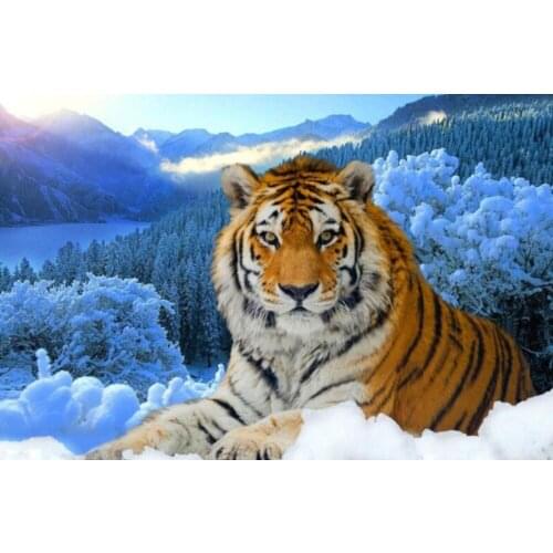 New 5D DIY Diamond Painting King Tiger Snow Rhinestone Mosaic Embroidery cross-stitch knitting needles Home Decor Free Shipping