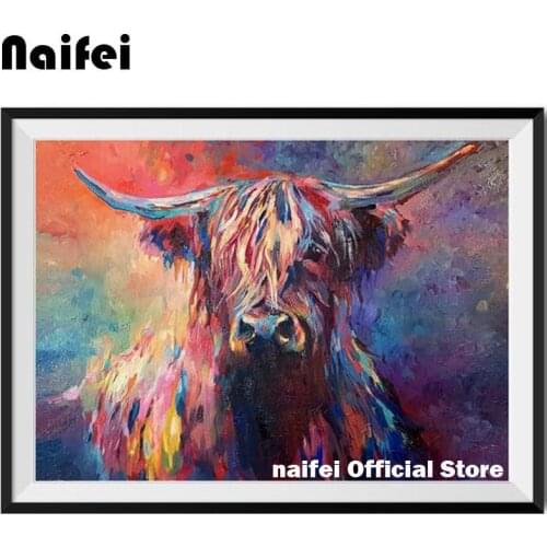 Full Square/Round Drill 5D DIY Diamond Painting animal "highland cow painting" 3D Embroidery Cross Stitch 5D Home Decor Gift