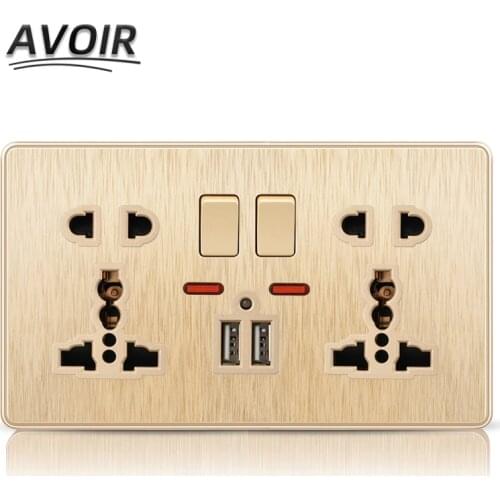 Atlectric International Standard Socket 3 Hole 5 Hole Dual USB Mobile Charging Port Double Wall Power Outlet 146mm*86mm