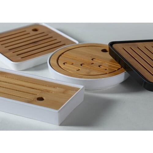 Bamboo Wood Tea Tray Tea Set Japanese Style Imitation Ceramic Trumpet Tea Set Round Mini Water Storage Melamine Tea Tray