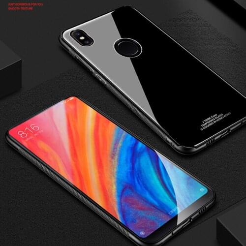 Xiaomi Mi Mix 2S Tempered Glass Case Mix2S Hybrid Soft TPU Frame with Mirror Surface Glass Back Hard Cover for Mi Mix2s Case