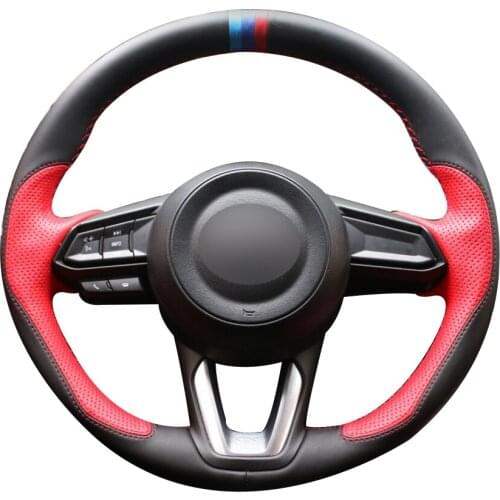 Black Leather Red Leather Car Steering Wheel Cover for Mazda 3 Axela 2017 Mazda 6 Atenza 2017 2018 CX-5 CX5 2017 Mazda CX-9 2016