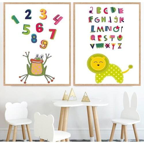 Kids Room Print Wall Art Motivational Quote ABC Chart Number Nursery Playroom I Typography Painting No Frame Pictures