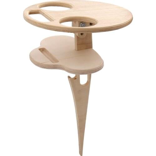 Two Tiers Outdoor Wooden Wine Picnic Table Portable Folding Wine Glass Rack Bottle and Glass Holder Double Layer Wine Table