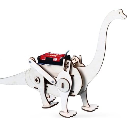 1x DIY Electric Model 3D Wooden Puzzle Assembly Building Kit Animals Penguin Dinosaur Childrens Educational Toys Gifts for STEM