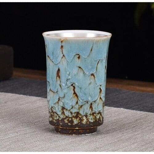 S999 Sterling Silver Porcelain Bun Jianzhan Mug For Tea Large Beer Coffee Cup