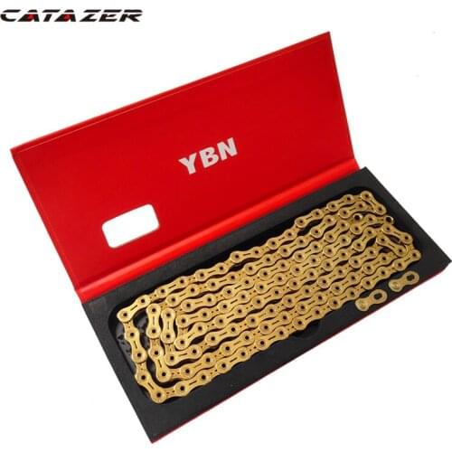 Bicycle Chain SLA-110 Silvery Gold Bicycle Full Hollow 11 Speed Mountain Road Bike Chain 11 Variable Ultralight 248g 116 Links
