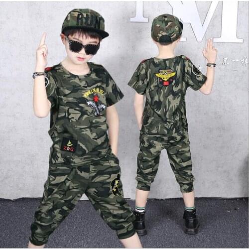 Children Clothing Sports Suit Boy Summer Set Two-piece Childrens Wear stitching suit 4 6 8 10 12 14 16 Years old Child clothes