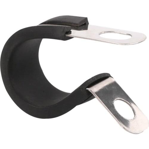 Mayitr 10Pcs Cable Wire Hose Pipe Clamp P Clips Rubber Lined Stainless Steel Tube Pipe Cable Mounting Bracket 13mm