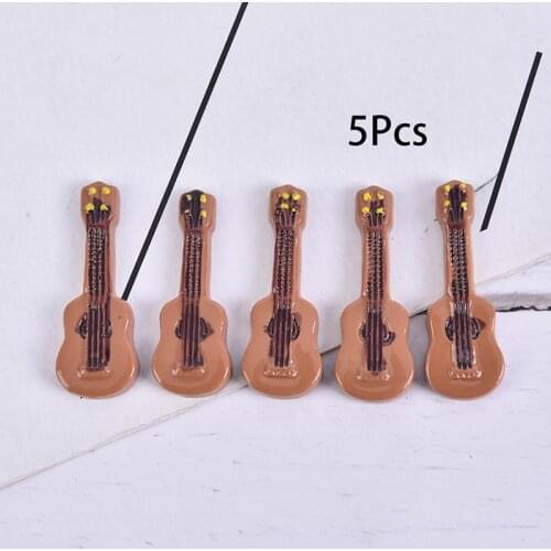 5Pcs Dollhouse Miniature Guitar Accessories Instrument DIY Parts For Home Decor Kid Wood Furniture Craft Ornament 1/12 Scale