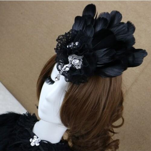 Fashion White Black Feather Hairpin Ten Colors New Feather Lace Hairpin