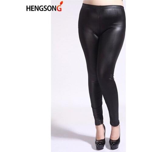 Fashion Women PU Leather Pants High Elastic Waist Leggings Casaul Slim Plus Size Mujer Leggins