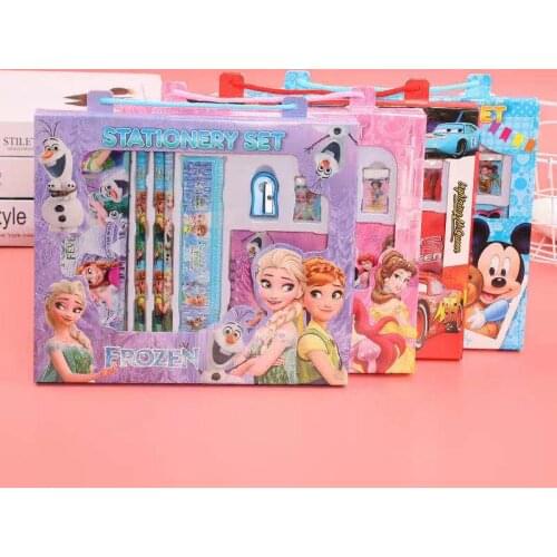 8-piece Disney Stationery Set Cute Mickey Stationery Box Pencil Ruler Pencil Sharpener Notebook Eraser School Supplies Gift