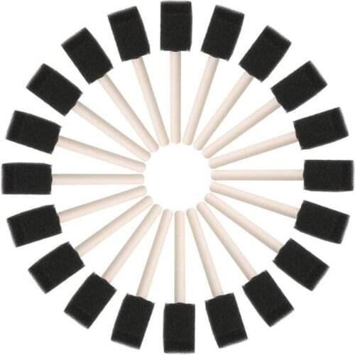 1 inch Foam Sponge Wood Handle Paint Brush Set - Lightweight, Durable and Great for Acrylics, Stains, Varnishes, Crafts